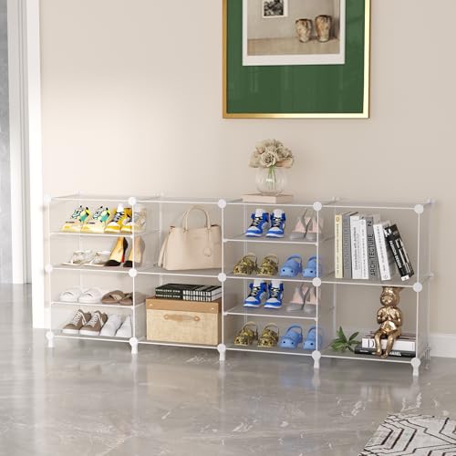 AWTATOS Closet Organizer 8 Cube Storage Shelves Clothes Organizers Closet Storage Stackable Cubby Shelving for Closet Bedroom Living Room Office, Transparent Twill - color: Transparent Twill