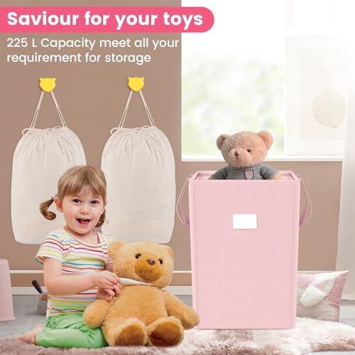MCleanPin 220L Pink Laundry Hamper Large Collapsible Basket with Laundry Bags, Dirty Clothes Hamper,Laundry Basket with Handles,Washable Laundry Bags,Foldable Dorm Hamper for College (Rose Pink) - color: Pink