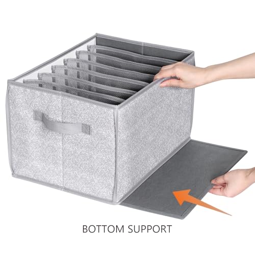 Zilink Upgraded Pants Organizer with Support Board Clear Jeans Organizer for Closet with 7 Grids Wardrobe Clothes Organizer for Jean Pant Sweater Legging T-Shirt, 6 Pack - color: Grey Pattern - For Jeans