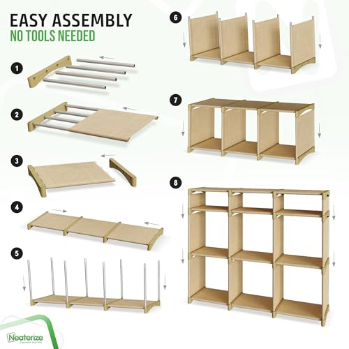 Cube Storage Organizer with Storage Bins Included - The Perfect Closet Organizers and Storage Solution. Includes 9 Storage Cubes, Great For Toy Storage, Closet Storage, Clothes Storage (Beige) - color: Beige, size: 9 Storage Cubes