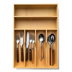 guiogc Bamboo Kitchen Drawer Organizer, 11.6" W x 17" H Silverware Utensil Tray Holder, Wood Cutlery Tray for Silverware, Flatware, Bedroom, Organization of office supplies - size: 11.6"Wx17"D(6-Slots)