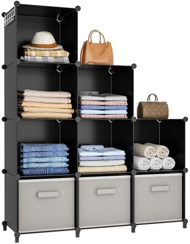 HOMIDEC Closet Organizers and Storage, 9 Cube Storage Organizer, Portable Closet Organizer Cubes Shelves for Clothes, Bedroom, Kids Room, Bathroom, Wardrobe, Garment Racks, Black - color: Black, size: Large