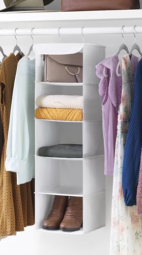 Whitmor 5 Section Closet Organizer - Hanging Shelves with Sturdy Metal Frame, White - color: White, size: 5 Section