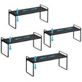 15.5 to 25.5 Inch Kitchen Cabinet Shelf Organizers, Adjustable Kitchen Counter Shelf Organizer, Set of 4 Expandable Countertop Storage Shelves, Stackable Design, 30LBS Heavy Duty, Space Saver - color: Black