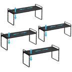15.5 to 25.5 Inch Kitchen Cabinet Shelf Organizers, Adjustable Kitchen Counter Shelf Organizer, Set of 4 Expandable Countertop Storage Shelves, Stackable Design, 30LBS Heavy Duty, Space Saver - color: Black