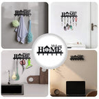 Key Holder Wall Mounted with Screws and Anchors, Black Multifunctional Key Hanger with 6 Hooks, Entryway Front Door Kitchen Hallway Garage Office - color: Home-4 Black