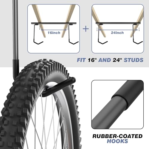 WALMANN Ceiling Mounted Bike Rack for Garage, Space-Saving Ceiling Bike Storage for 2 Bikes(Horizontally)/4 Bikes(Vertically), Adjustable Bike Hooks for Road Mountain Bikes - style: Ceiling rack for 2 bikes