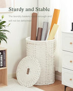 SETVSON Large Laundry Hamper Laundry Basket Round 34.3 Gal (130 L) Handwoven Wicker Laundry Baskets Rattan Laundry Basket with Laundry Bag Handles 2 Mesh Bags for Living Room Bedroom White - color: White, size: 130L