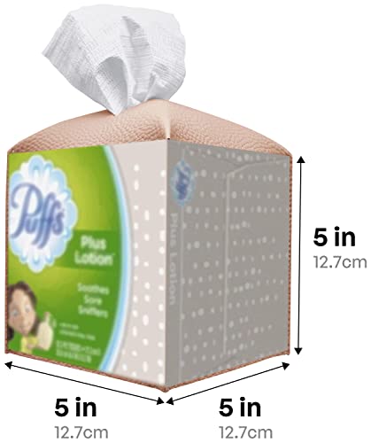 Carrotez Tissue Box Cover, [Refined] Modern PU Leather Square Tissue Box Holder - Decorative Holder/Organizer for Bathroom Vanity Countertop, Night Stands, Office Desk & Car 5"X5"X5" - Peach Pink - color: Peach Pink, size: [Square]