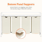 Lifewit Laundry Hamper 4 Section, 168L Pull out Laundry Clothes Basket Organizer with Large Top Shelf and 4 Removable Bags and Handles for Laundry Room Bedroom Bathroom, White with A Shelf - color: White, style: Laundry hamper with a shelf