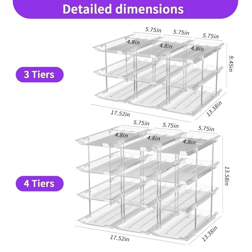 Can Organizer for Pantry, Upgraded Thickened Modular 4 Tier Combinable Can Storage and Beverage Dispenser Rack, Canned Food Organizer Holds 48 Cans, Clear Can Holders for Pantry and FridgeFridge - size: 4 Tiers-12 Pcs