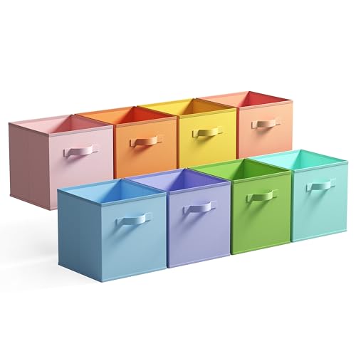 GRANNY SAYS 13 Inch Cube Storage Bins, Colorful Cube Storage Organizer, Fabric Storage Bins, Storage Cubes for Shelves, Closet, Toy Storage Bins for Kids Room, Play Room, Colour, 8-Pack - color: Pastel, size: 13 Inch-8 Pack