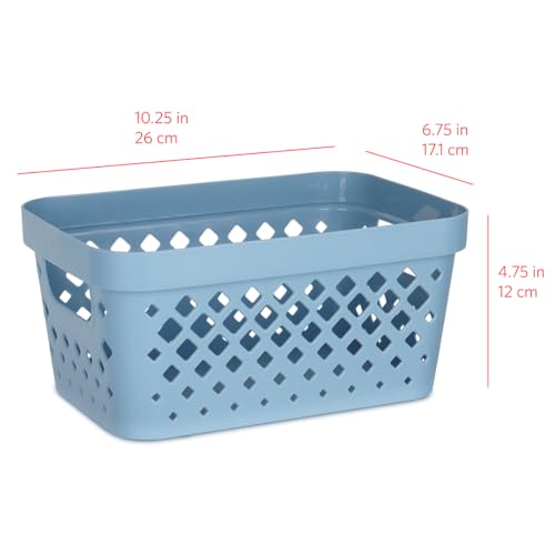 Glad Plastic Baskets for Organizing, Set of 6 | Pantry Storage for Under Counter, Linen Closet, and Bathroom | Nesting Shelf Bins with Handles, 1 Gallon, Marina Blue - color: Marina Blue, size: 1 Gallon