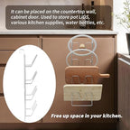 4 Tier Lid Organizer - No Drilling Wall Mounted Pot Cover Rack - Stainless Steel Lid Holder for Kitchen Cabinet