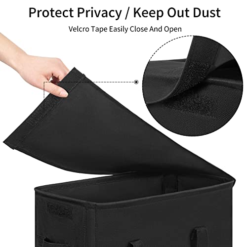 Chrislley 60L Slim Laundry Hamper with Lid Narrow Laundry Basket with Handle Upgrade Foldable Dirty Clothes Hamper Portable Skinny Hamper Organizer Storage Bins (25.6 inches, black) - color: black