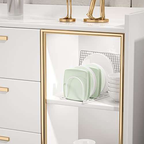 JAQ Plate Rack for Cabinet, 10.5" Vertical Dish Organizer for Plates, Pot Lids, Cutting Boards & Baking Sheets, Metal Kitchen Cabinet Organizer (1-Pack, White) - color: White /pot lids holder (6 slot)