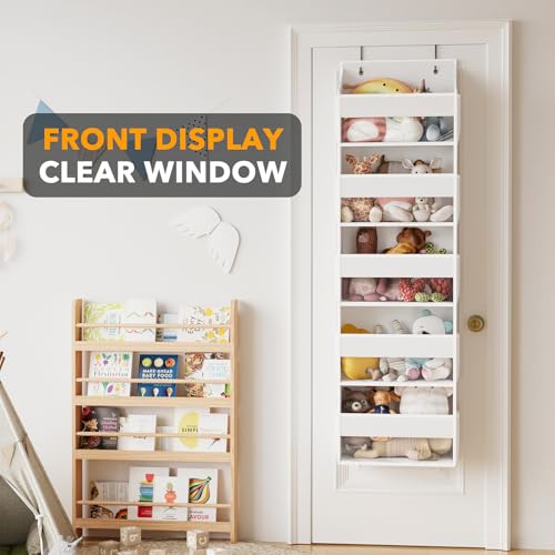 SpaceAid 2 Pack Over The Door Organizer with 5 Large Pockets and 10 Mesh Side Pockets, 5 Layers Door Organizer Hanging with Clear Window for Bedroom, Bathroom, Pantry and Nursery, White - color: White, size: 2 Pack