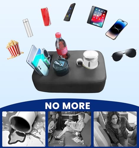 Upgraded Car Cup Holder with Dual Secure Straps, Back Seat Cup Holder for Car, PU Leather Truck Cup Holder, Boat Tray Organizer for Trucks, Minivans, SUVs, RVs, Holds Coffee, Snacks, Cell Phone - color: Dual Secure Straps