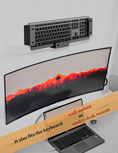 Under Desk Laptop Holder Under Desk Rack Mount for Keyboard & Small Devices Also Fit for Cable Box Wall Mount Tray Organizer Like Routers, Modems, Network Switch and More - color: Black