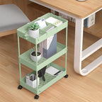 SPACELEAD 3 Tier Rolling Cart with Wheels, Storage Craft Art Trolley Organizer Serving, 3 Hanging Baskets Easy Assembly, for Office, Living Room, Kitchen, Green - color: Green