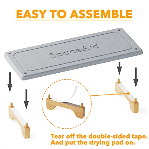 SpaceAid DryingNeat Sink Organizer, Instant Dry Sink Caddy Organizers, Kitchen Sponge Soap Holder Dispenser, Countertop Fast Drying Rack (Bamboo Feet, Gray) - color: Gray