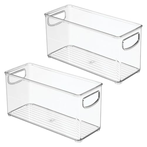 iDesign Plastic Stackable Pantry Bin - Storage Bin with Handles for Cabinets or Fridge - Set of 2 - Clear - style: Pack of 2