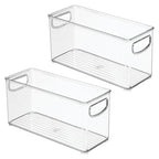 iDesign Plastic Stackable Pantry Bin - Storage Bin with Handles for Cabinets or Fridge - Set of 2 - Clear - style: Pack of 2