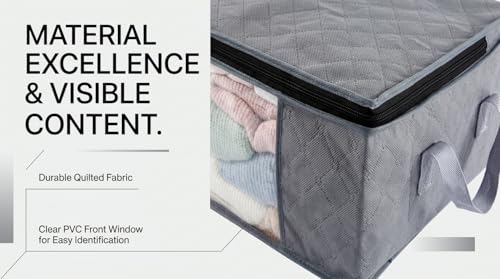 Storage Clothes Bins Closet Bags - 35L Containers Organizer Boxes Clothing Bin Organization for Organizing Blanket Pillow Sheet Sweater, Foldable Bedroom Small Storage Totes With Lids Zipper, 6pc Pack - color: Gray 6pc Pack
