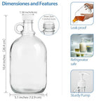 Sovietiep 2 Pack 64 Oz Laundry Detergent Dispenser with Pump and Lid - Half Gallon Glass Pump Bottle for Laundry Soap Dispenser, Liquid Detergent, Fabric Softener Dispenser - Extra Label, Funnel