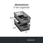 madesmart Antimicrobial 2-Tier Organizer Multi-Purpose Slide-Out Storage with Handles and Dividers for Home and Bath, Pack of 1, Carbon - color: Premium Carbon