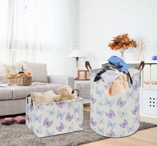 Rectangle Storage Basket with Handles, Collapsible Storage Bin, Books Box,Gift Basket(Blue & Purple Butterfly) - color: Blue & Purple Butterfly