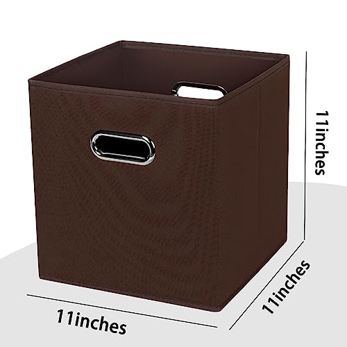 Black Foldable Storage Cubes Bins , Fabric Storage Box Cubes Organizer Baskets with Dual Handles for Home Organizer (Coffee) - color: Coffee, size: 1 Pack