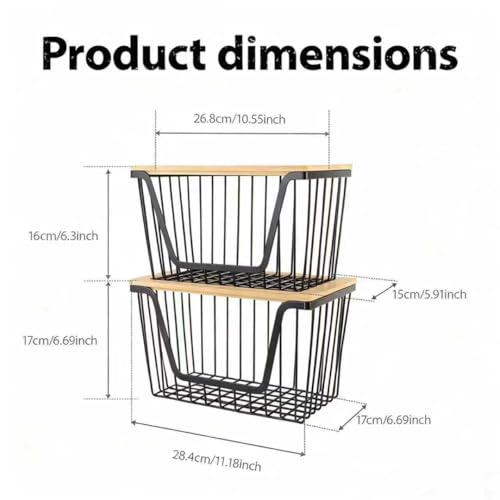 2 Pack Onion and Potato Storage Bins, Stackable Pantry Organizers Storage, Large Wire Storage Basket for Onion, Potato, Fruit, Vegetables