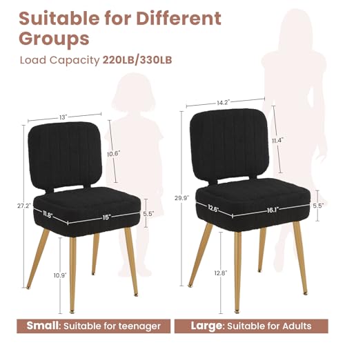 Updated Vanity Chair, Storage Ottoman with Folding Back & Gold-Toned Metal Legs, Ottoman Seat with Teddy Velvet for Dressing Room Living Room Bedroom, 15" x 12" Inch - color: Black, size: 15" x 12"