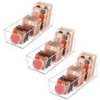 JessLab Acrylic Makeup Organizer, 3 Pack Stackable Cube Sections for Drawer, Vanity, Countertop, Bathroom, Kitchen and Cabinet Storage, 3 Compartment