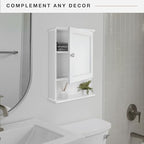 MCS 23x16 White Medicine Cabinet Organizer, Wall Mounted Bathroom Cabinet for Over-The-Toilet Storage, Bathroom Furniture & Restroom Organizer - size: 23x16 1-Door