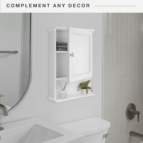 MCS 23x16 White Medicine Cabinet Organizer, Wall Mounted Bathroom Cabinet for Over-The-Toilet Storage, Bathroom Furniture & Restroom Organizer - size: 23x16 1-Door