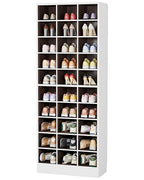 Tribesigns 10-Tier Shoe Storage Cabinet, White and Brown Wooden Shoe Rack with 30 Cubbies, Freestanding Tall Entryway Shoe Organizer for Closet, Entryway, Living Room - color: White & Brown