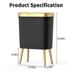 Procade Office Trash Can with Lid, Black Bathroom Trash Can with Gold Edge, Modern Narrow Garbage Can with Legs, Slim Plastic Trash Bin for Bedroom, Living Room,Kitchen,Toilet, 4 Gallon - color: Black