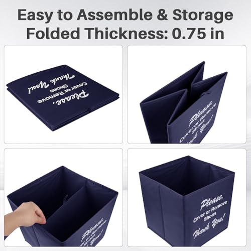 Opret Large Shoe Cover Box Blue, Real Estate Agent Supplies, Disposable Shoe Cover Dispenser Box for Open House, Please Cover or Remove Shoes, Foldable Storage Bin for Bootie - color: Blue