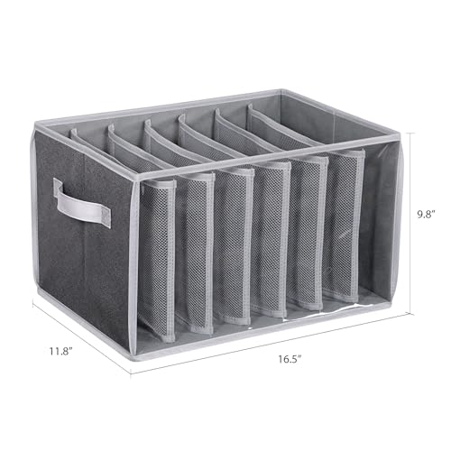 Zilink Upgraded Wardrobe Clothes Organizer with Support Board Clear Jean Organizer for Closet with 7 Grids Pants Organizer for Closet Shelf for Jean Pant Sweater Legging T-Shirt, 3 Pack - color: Black Pattern - For Jeans - 3pcs