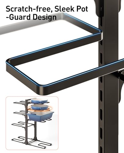 ORDORA Pots and Pans Organizer under Cabinet, 20.8" Height Heavy Duty 120LBS Pots Pans Organizer Rack for Cabinet 8-Tier Adjustable for Big Stockpots, Dutch Oven, Cast-iron Pan, Heavy Cookware, Bronze - size: L-21"H-HeavyDuty-Bronze
