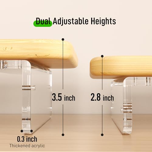 AFOOYO Bamboo Monitor Stand Riser, 31.5In Desk Organizer, Adjustable Arylic Feet Computer Monitor Stand, Desk Shelf for Office - color: Bamboo, size: 1 Tier