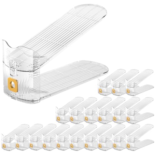 Clear Shoe Slots Organizer 20Pack Shoe Stacker Rack Organizer for Closet Adjustable Shoes Holders Space Saver Zapateras Organizers - size: 20Pack