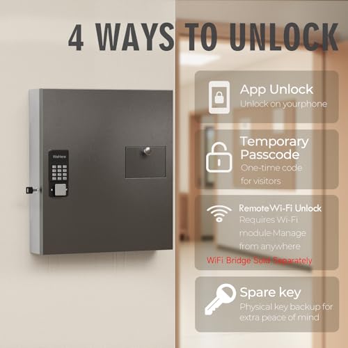 WeHere 56 Keys Lock Box, Key Cabinet with Key Drop Slot, APP Bluetooth/OTP/Wi-Fi, Fixed Code/Key Unlock, Large Key Return Box for Hotel,Car Dealerships,Realtors,Office,School - size: 56 Keys(Smart)