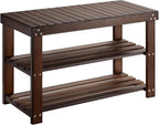 Pipishell Bamboo Shoe Rack Bench, 3 Tier Sturdy Shoe Bench, Storage Shoe Organizer, Holds up to 300lbs for Entryway Bedroom Living Room Balcony, Brown - color: Brown