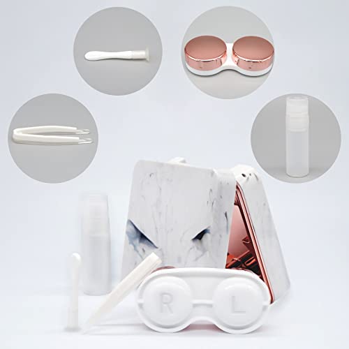 Vastsoon Contact Lens Case, Portable Cute Eye Contacts Colored Lenses Applicator Remover Tool Kit with Mirror Solution Bottle for Travel Daily Outdoor (Square, Rose Gold) - color: Square,Rose Gold