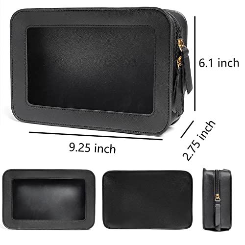 LETGO Clear Makeup Bags, TSA Approved Toiletry Bag with Zipper, Clear Makeup Organizer Fit Carry-on Travel Essentials,Car Essentials for Women Men (C-Black) - color: C-Black