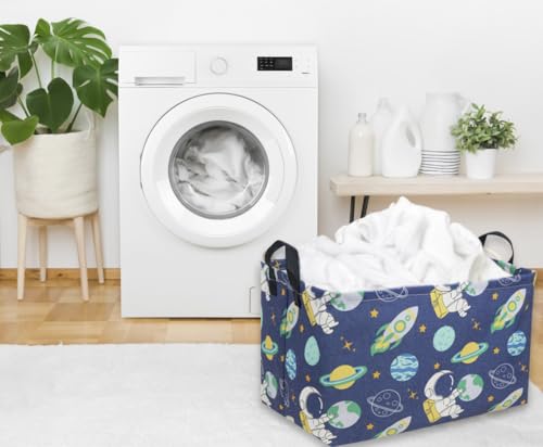 Sanjiaofeng Rectangular Kids Basket Space Storage Bins,Boys Basket Organizer.Waterproof PE Coating Storage with Handles.Clothers,Toys,Books,Kid's Gifts Storage. (Astronaut) … - color: Astronaut
