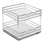 2 Tier Pull-Out Cabinet Spice Rack Organizer - Slim Slide-Out Storage for Spices, Bottles & Jars, Premium Heavy-Duty Steel, Easy Install for Narrow Kitchen Cabinets -10-1/2"Wx10-3/8"Dx8-7/8" H, Chrome - size: 10 Inch-Double